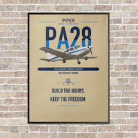 Thumbnail for Piper PA-28 Cherokee vertical canvas print - framed - beige background