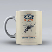 Thumbnail for Erickson S-64F Air Crane design on beige ceramic mug, double-side print