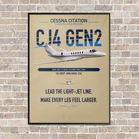 Thumbnail for Cessna Citation CJ4 Gen2 vertical canvas print - framed - beige background