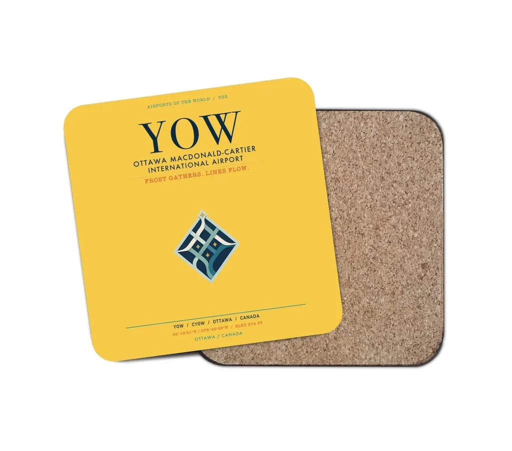 Ottawa Macdonald-Cartier International Airport (YOW) design on yellow 1 piece coaster