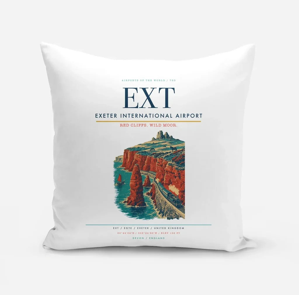 Exeter International Airport (EXT) design on white pillow