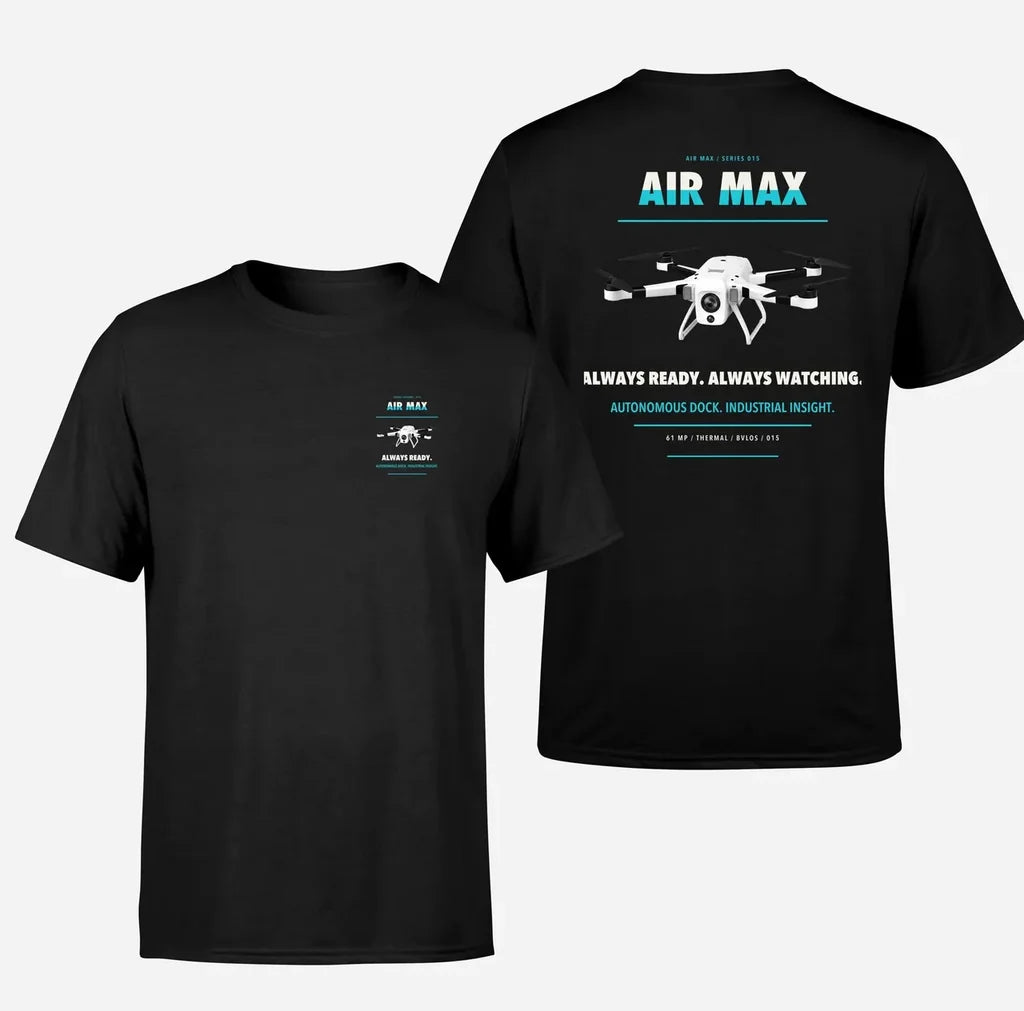 Percepto Air Max design on black t shirt