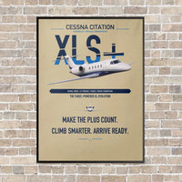 Thumbnail for Cessna Citation XLSPlus vertical canvas print - framed - beige background