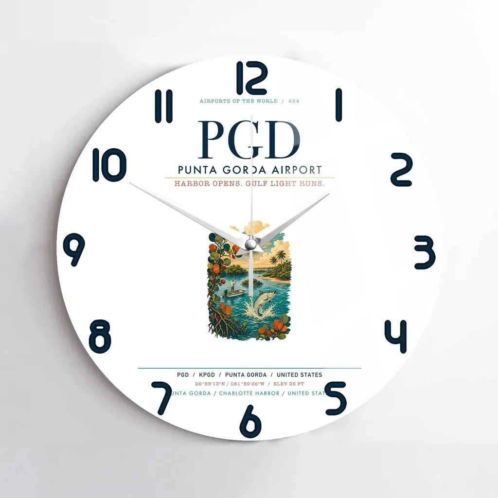 Punta Gorda Airport (PGD) design on white no frame wall clock