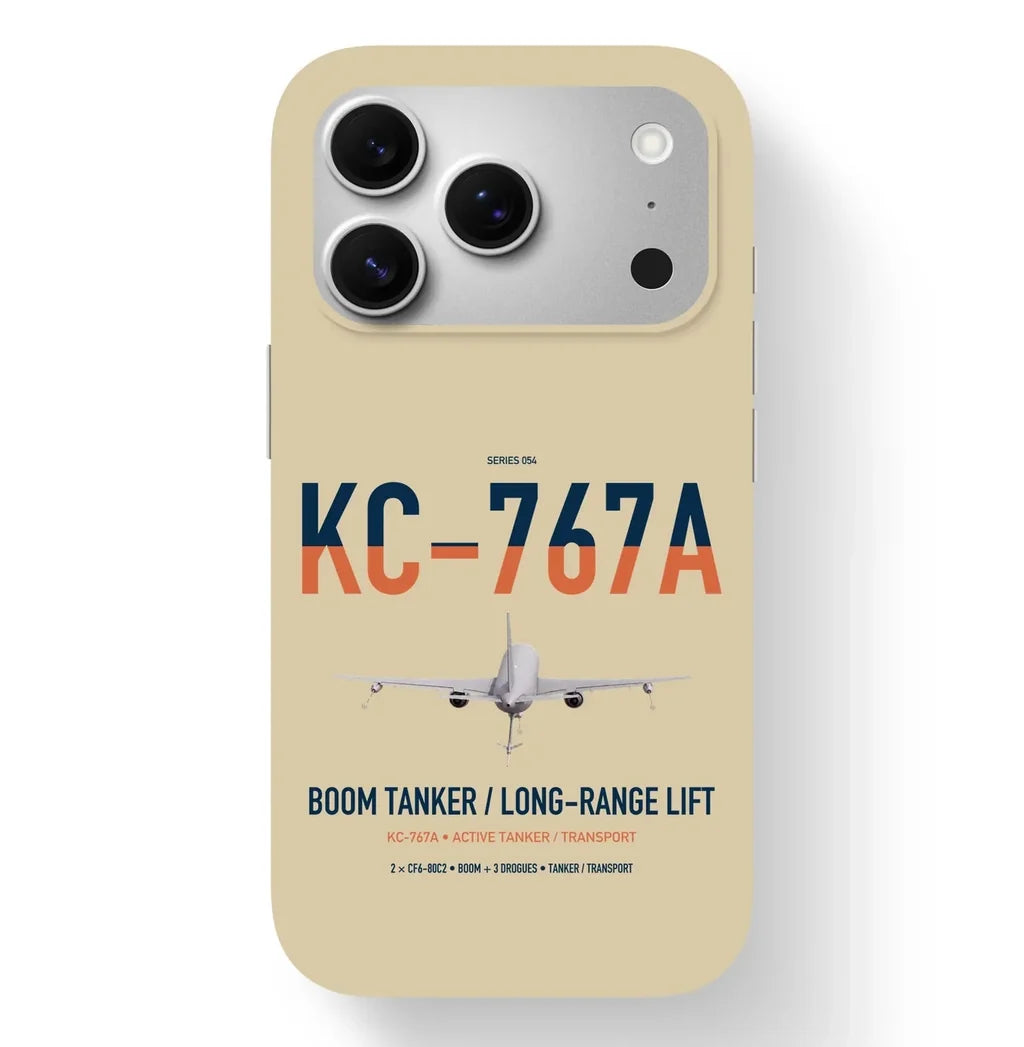 Boeing KC-767A design on beige magsafe iphone case, for iPhone 17 Pro