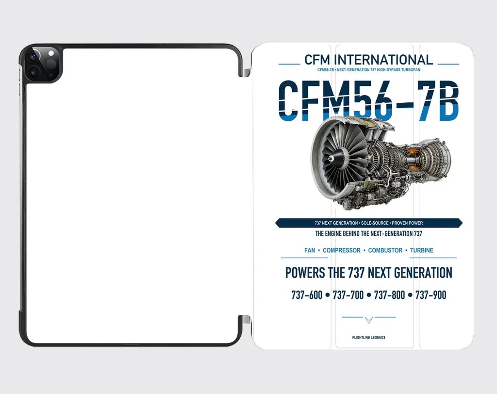 CFM56-7B design on white ipad tablet case