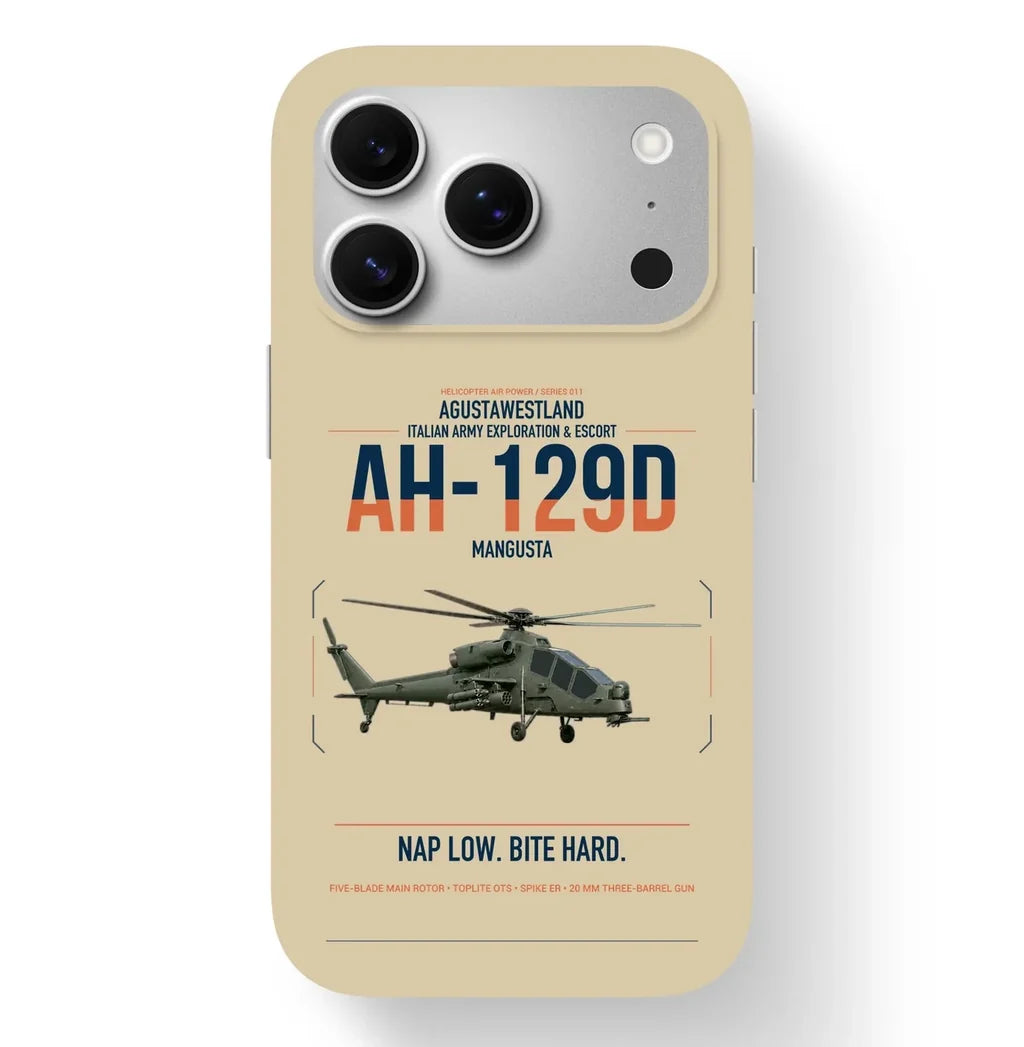 AgustaWestland AH-129D Mangusta design on beige magsafe iphone case, for iPhone 17 Pro