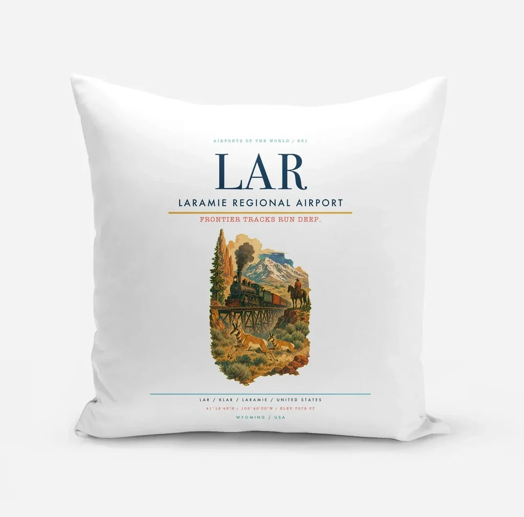Laramie Regional Airport (LAR) design on white pillow