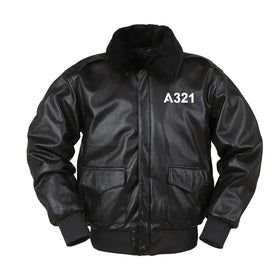 Airbus A321 Flat Text Leather Bomber Jackets
