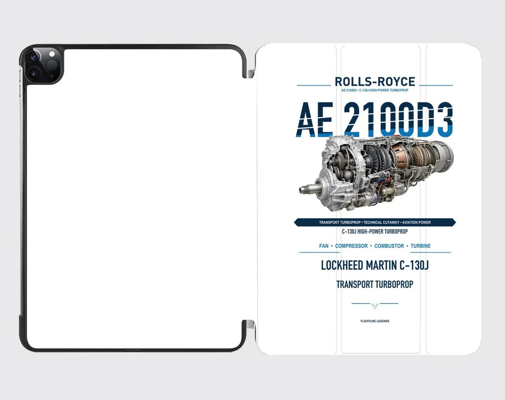 AE 2100D3 design on white ipad tablet case