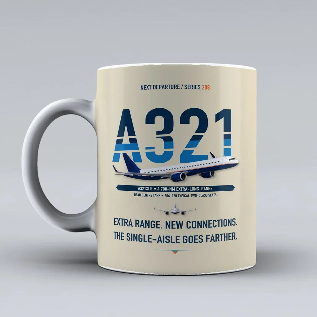 A321XLR Mug design on beige airbus