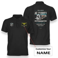 Thumbnail for AE 2100D3 design on black polo with custom name badge