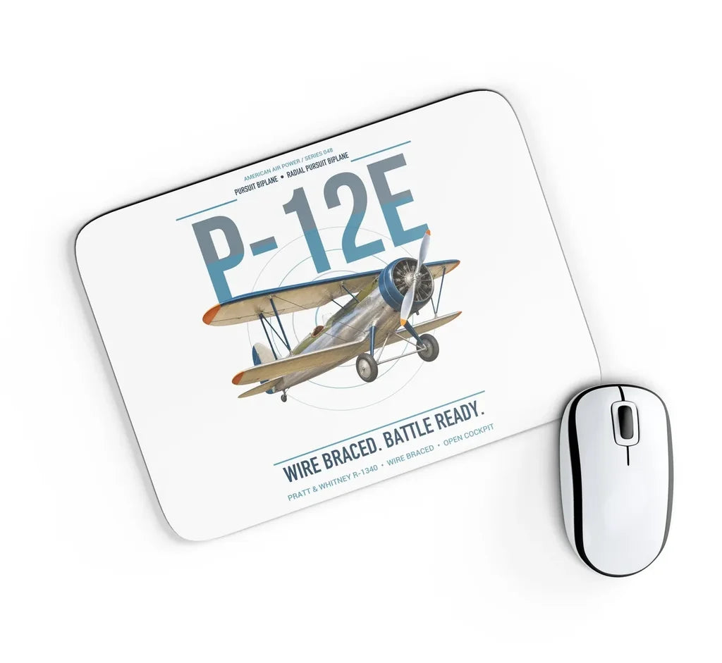 Boeing P-12E design on white rectangle mouse pad