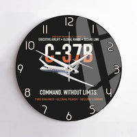 Thumbnail for C-37B Global Command Link design on black no frame wall clock