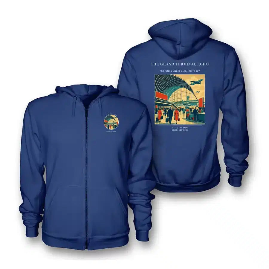 VINTAGE G4300 - The Grand Terminal Echo - Premium Zipped Hoodie design on blue