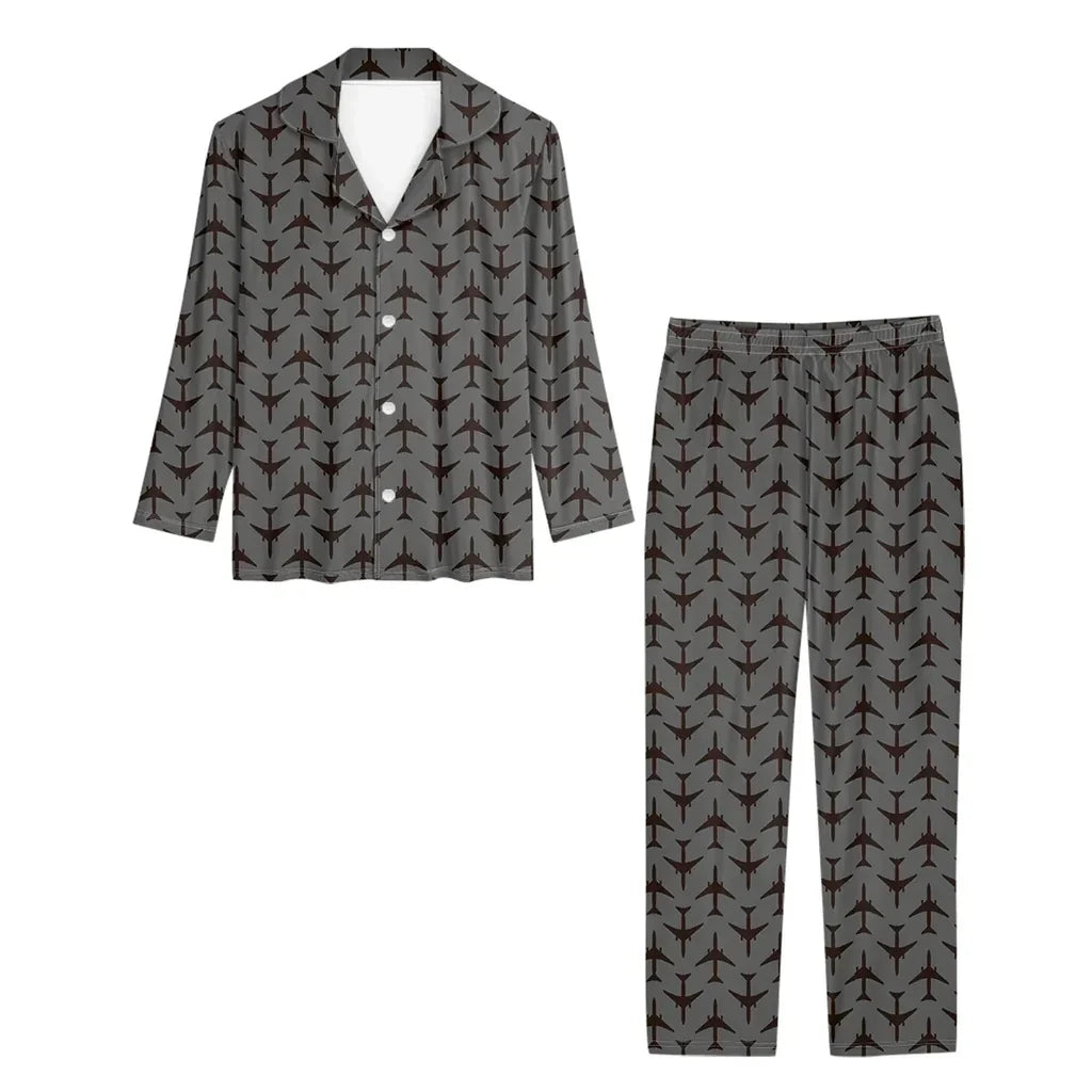 Perfectly Sized Seamless Airplanes Gray men button pajamas - view 2