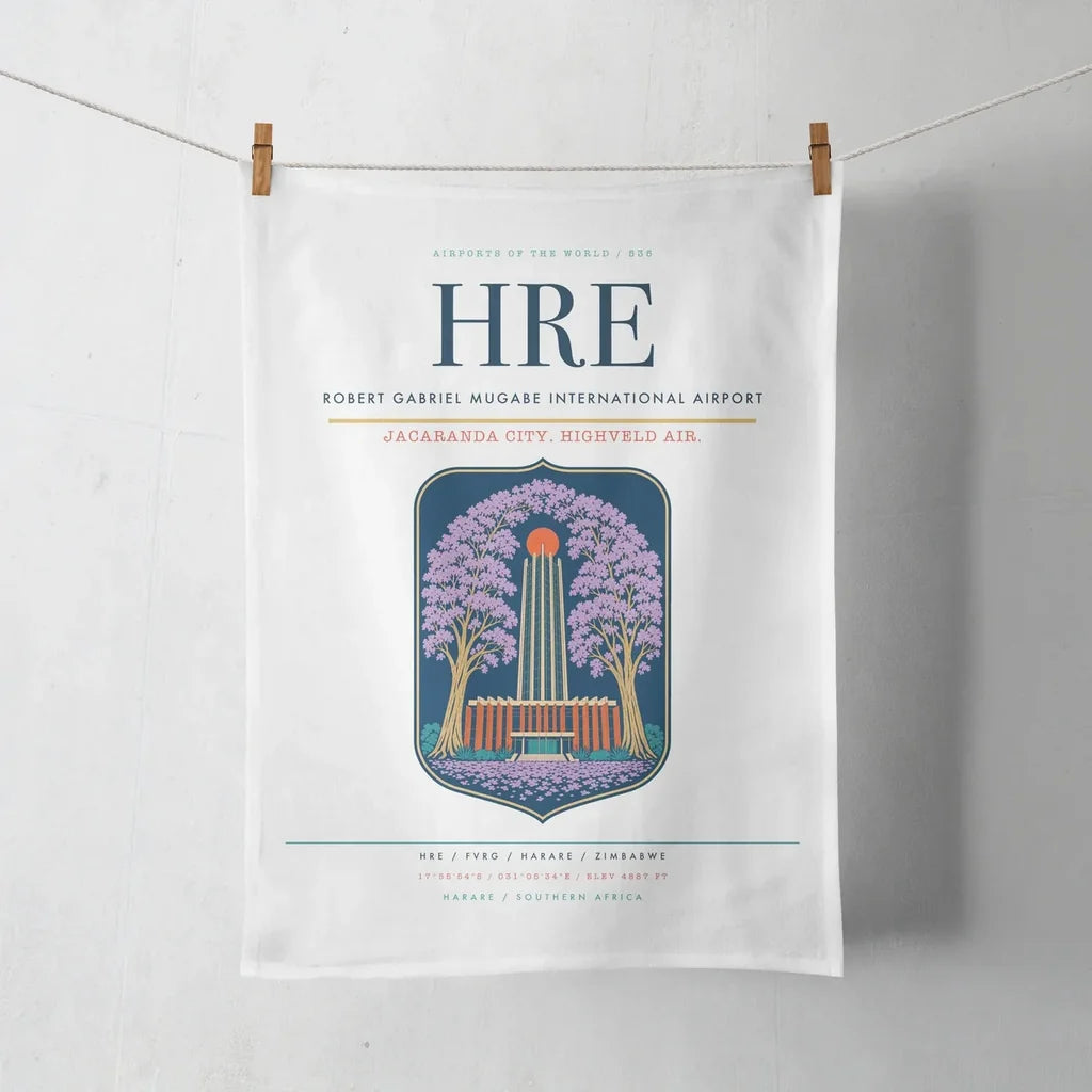 Robert Gabriel Mugabe International Airport (HRE) design on white towel