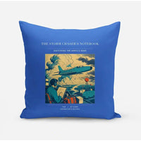 Thumbnail for VINTAGE G4393 - The Storm Chaser's Notebook - Designed Pillows design on blue