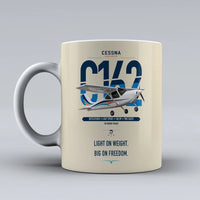 Thumbnail for Cessna 162 Skycatcher design on beige ceramic mug, double-side print