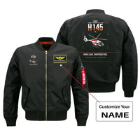 Thumbnail for Airbus H145 D3 design on black+name bomber jacket, double-side print