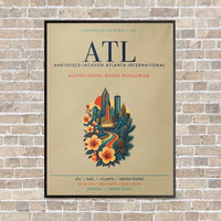 Thumbnail for Hartsfield-Jackson Atlanta International Airport ATL vertical canvas print - framed - beige background