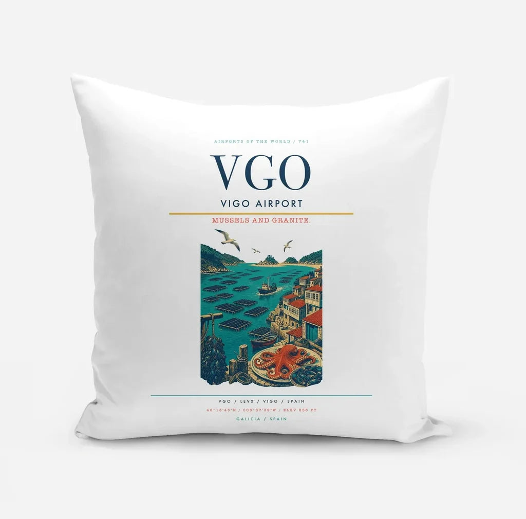 Vigo Airport (VGO) design on white pillow