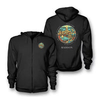 Thumbnail for MADISON - Badge - Zipped Hoodie - Black