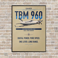 Thumbnail for Daher TBM 960 vertical canvas print - framed - beige background