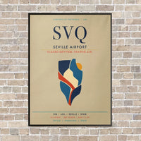 Thumbnail for Seville Airport SVQ vertical canvas print - framed - beige background
