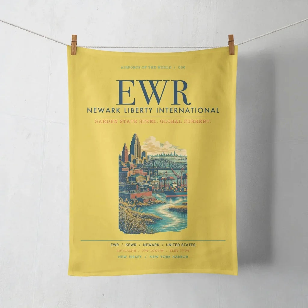 Newark Liberty International Airport (EWR) design on yellow towel