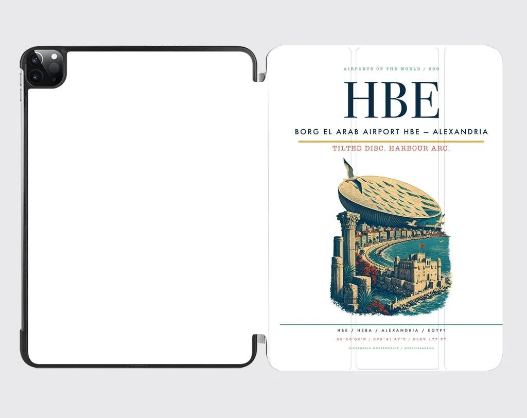 Borg El Arab Airport (HBE) design on white ipad tablet case