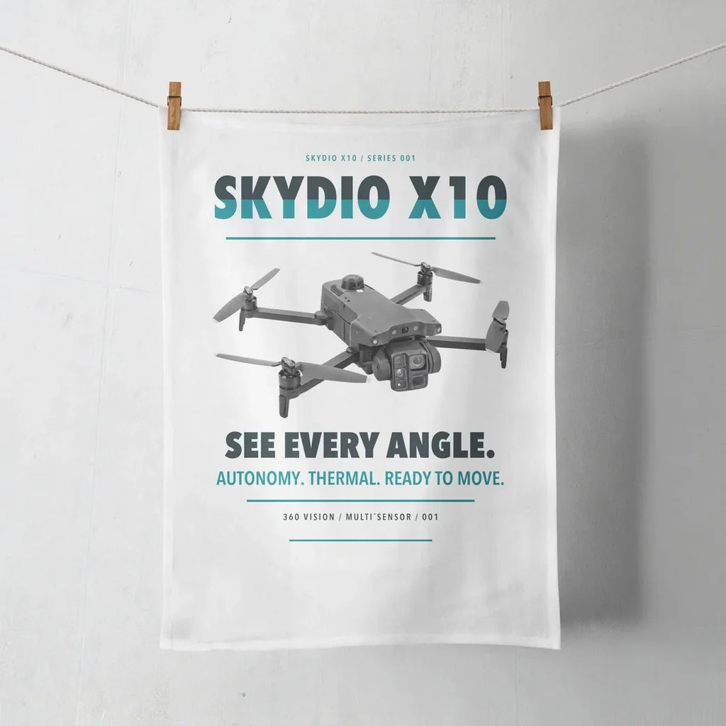 Skydio X10 design on white towel