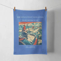 Thumbnail for VINTAGE G4390 - The Fence Post Navigation - Designed Towels design on blue