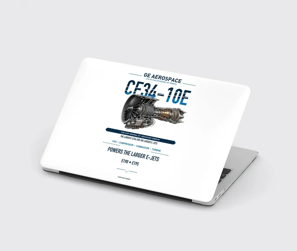 CF34-10E design on white MacBook case