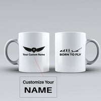 Thumbnail for Born To Fly Glider Ceramic White aviation design on ceramic mug, premium ceramic with glazed finish.