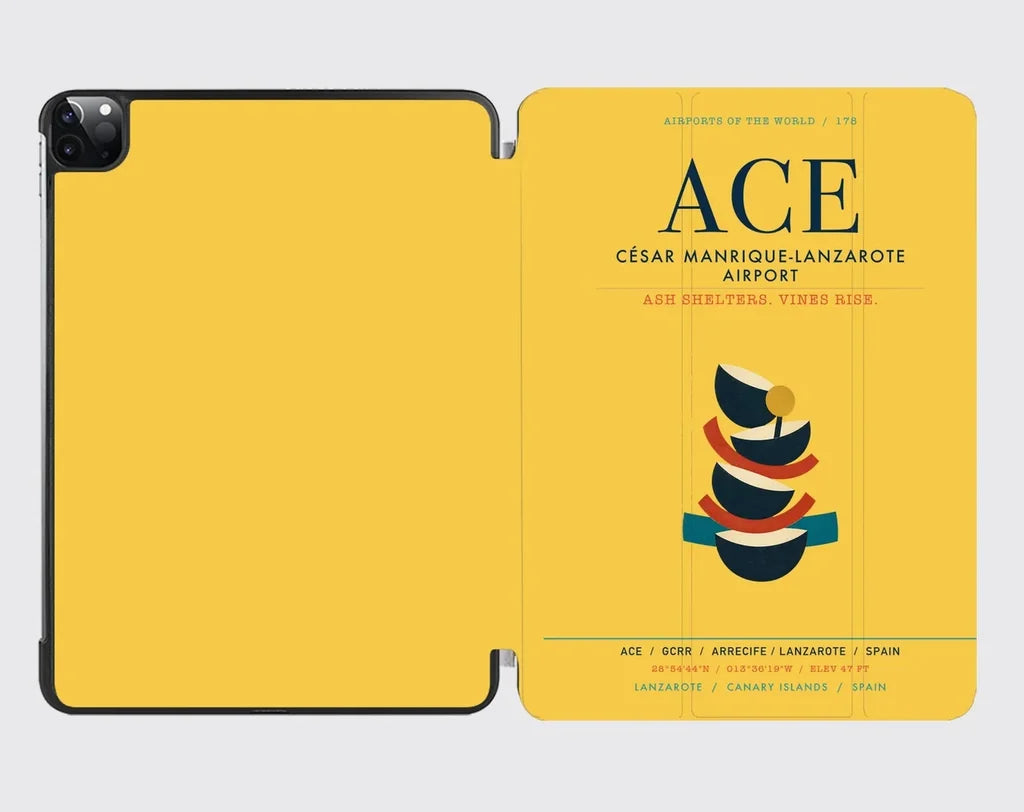 César Manrique-Lanzarote Airport (ACE) design on yellow ipad tablet case