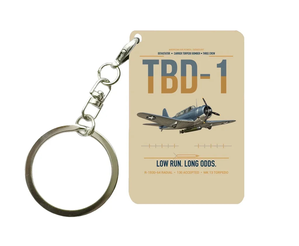 TBD-1 Devastator design on beige designed key chain, double-side print