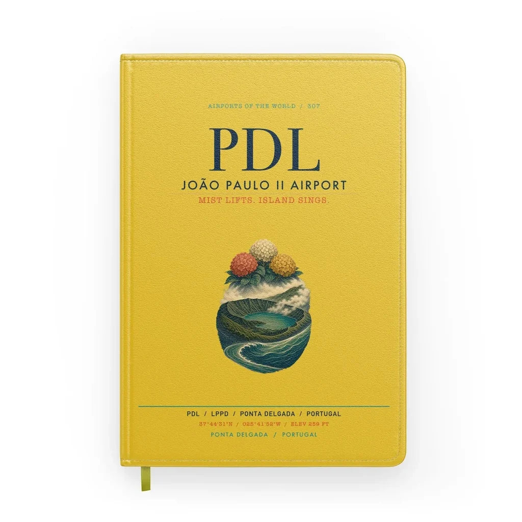 João Paulo II Airport (PDL) design on yellow notebook