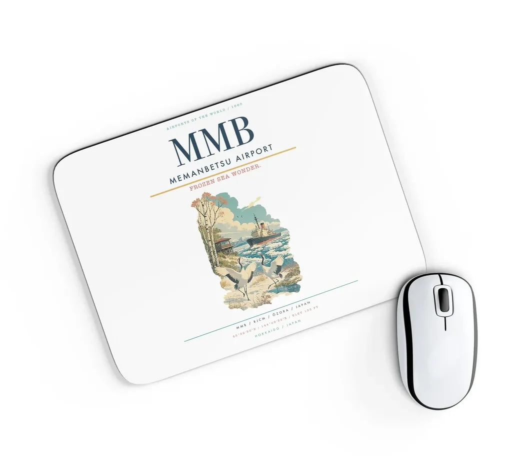 Memanbetsu Airport (MMB) design on white rectangle mouse pad