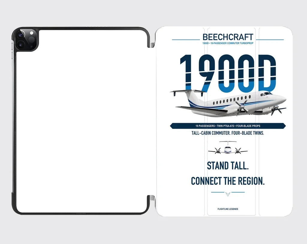 Beechcraft 1900D design on white ipad tablet case