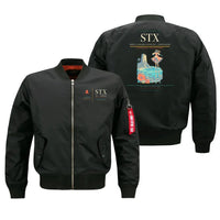 Thumbnail for Henry E. Rohlsen Airport (STX) design on black bomber jacket