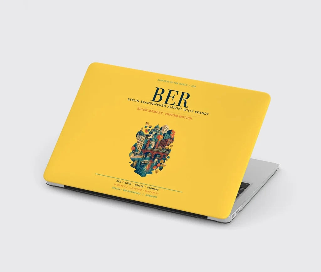 Berlin Brandenburg Airport Willy Brandt (BER) design on yellow MacBook case