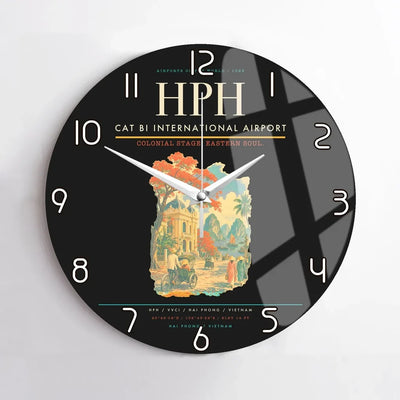 Cat Bi International Airport (HPH) design on black no frame wall clock
