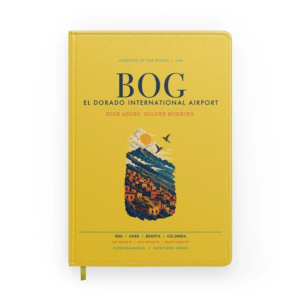 Bogota El Dorado International Airport (BOG) design on yellow notebook