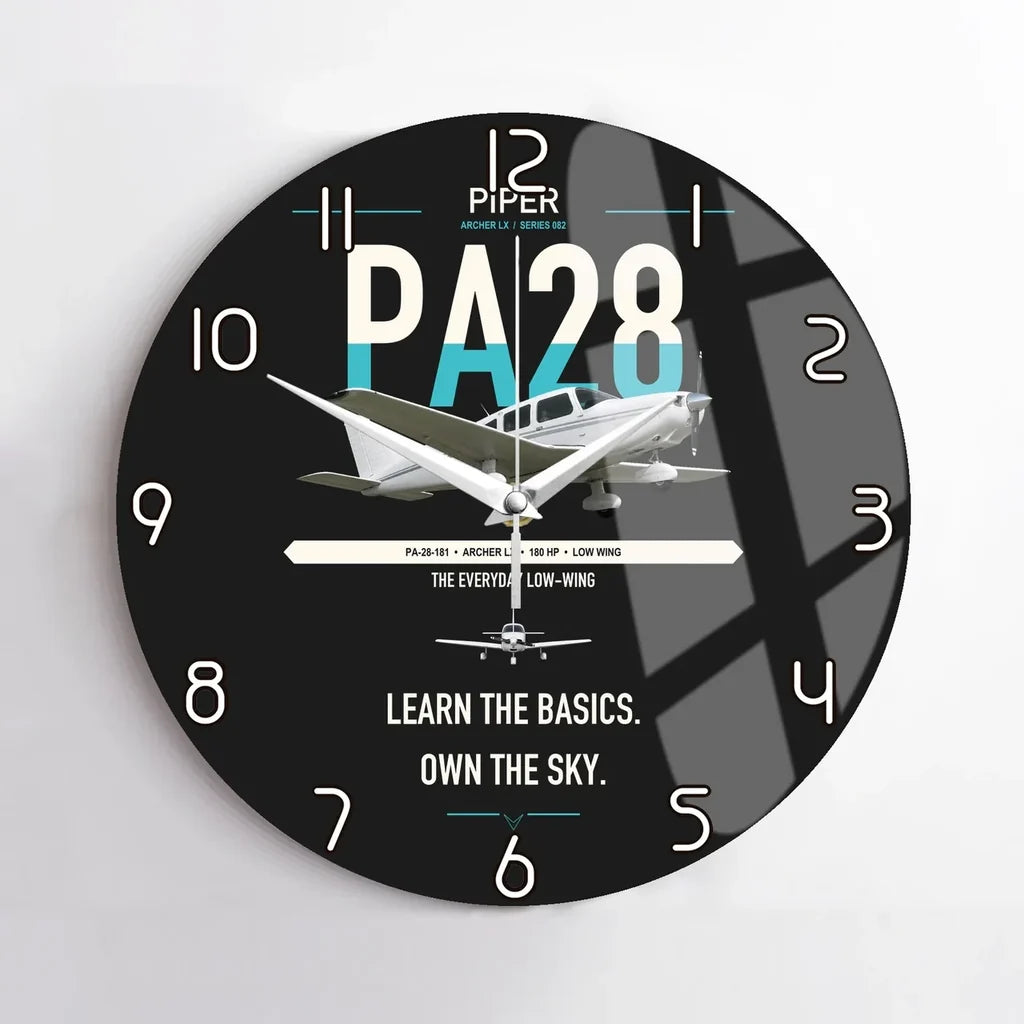 Piper PA-28-181 Archer LX design on black no frame wall clock