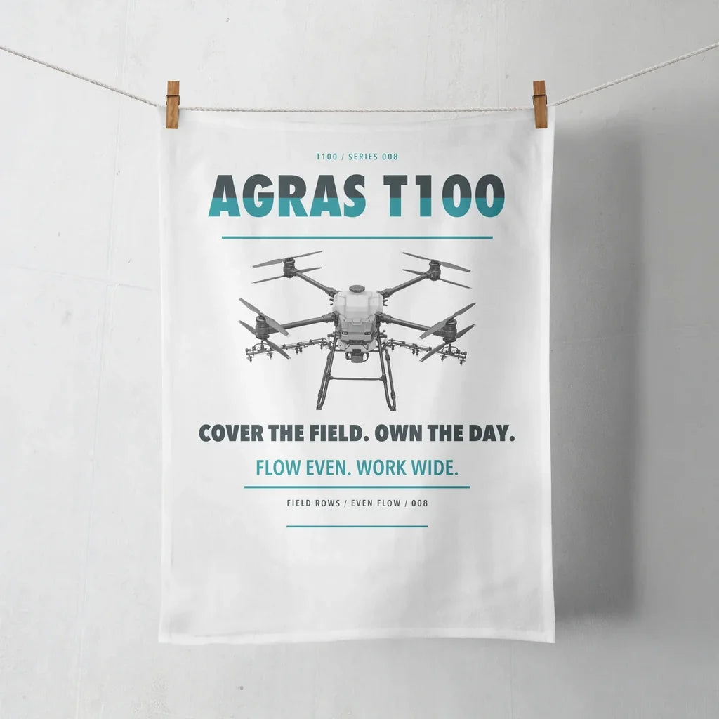 DJI Agras T100 design on white towel