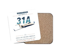 Thumbnail for Bombardier Learjet 31A design on white 1 piece coaster