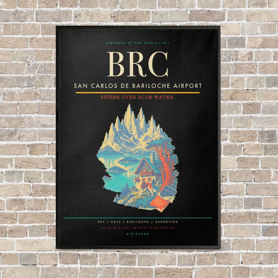 San Carlos de Bariloche Airport BRC - Canvas Framed - Black