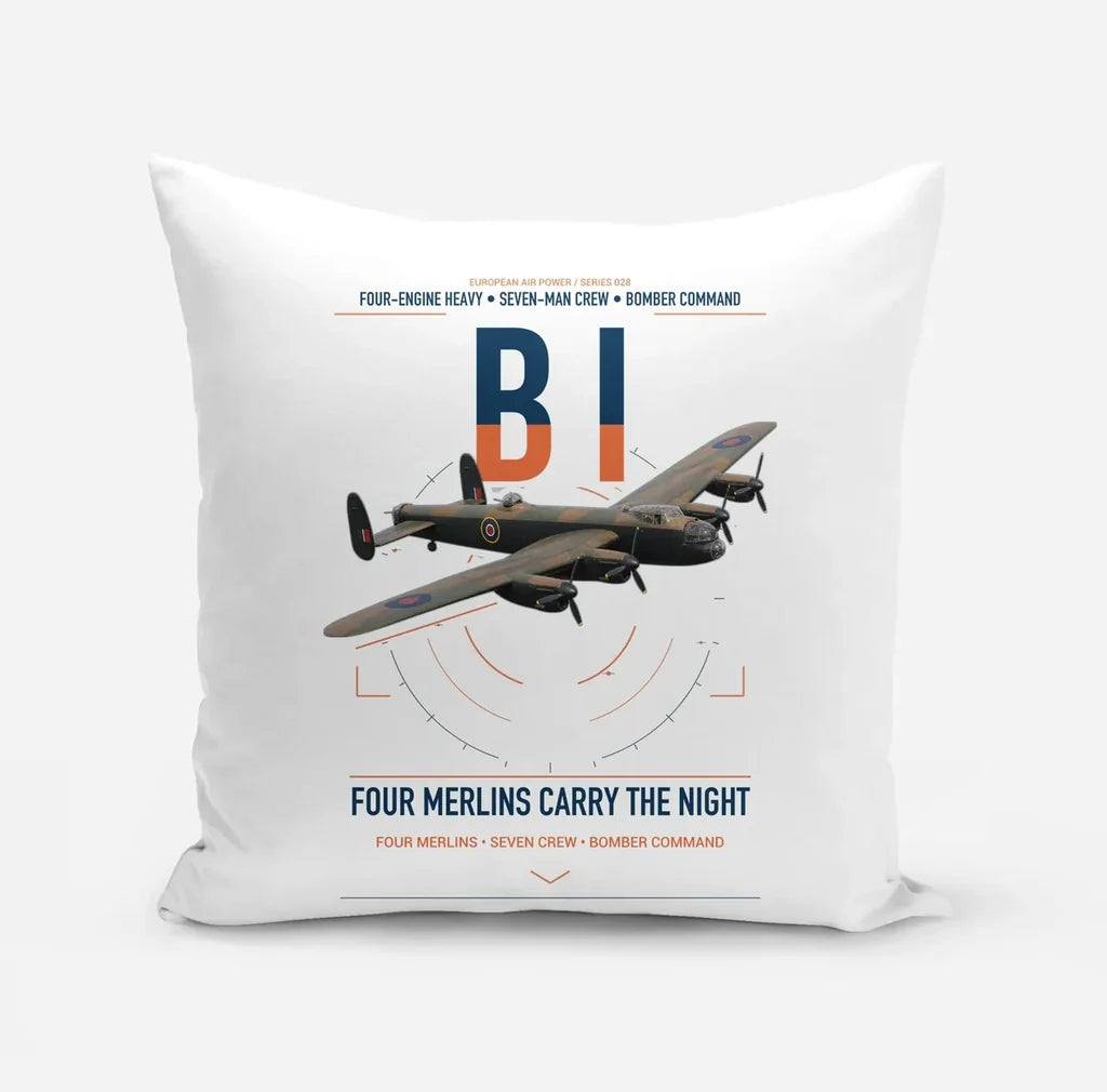 Avro Lancaster B I design on white pillow