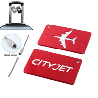 Thumbnail for City Jet Airlines Aluminum Luggage tag in red